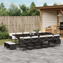 vidaXL Set da Pranzo da Giardino 15 pz con Cuscini Nero in Polyrattan