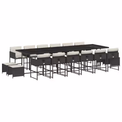 vidaXL Set da Pranzo da Giardino 17 pz con Cuscini Nero in Polyrattan - Vista aggiuntiva 2