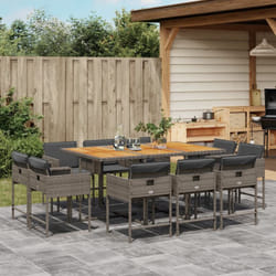 Set da Pranzo da Giardino 11pz con Cuscini in Polyrattan Grigio - Vidaxl