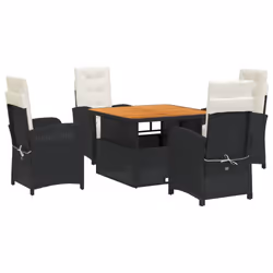 Set da Pranzo da Giardino 5 pz Nero con Cuscini in Polyrattancod mxl 90850 - Vista aggiuntiva 2
