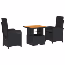 Set da Pranzo da Giardino 3 pz con Cuscini Nero in Polyrattancod mxl 113336 - Vista aggiuntiva 2