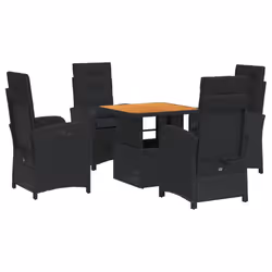 Set da Pranzo da Giardino 5 pz Nero con Cuscini in Polyrattancod mxl 89366 - Vista aggiuntiva 2