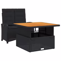 Set da Pranzo da Giardino 2 pz con Cuscini Nero in Polyrattancod mxl 113685 - Vista aggiuntiva 2