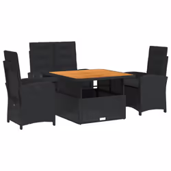 Set da Pranzo da Giardino 4 pz con Cuscini Nero in Polyrattancod mxl 93040 - Vista aggiuntiva 2