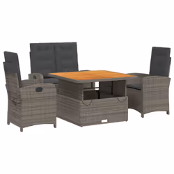 Set da Pranzo da Giardino 4 pz con Cuscini in Polyrattan Grigiocod mxl 114587 - Vista aggiuntiva 2