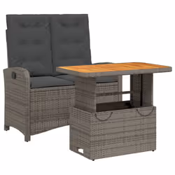 Set da Pranzo da Giardino 2 pz con Cuscini in Polyrattan Grigiocod mxl 113691 - Vista aggiuntiva 2
