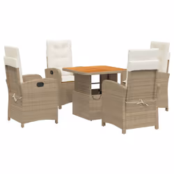 Set da Pranzo da Giardino 5 pz con Cuscini Beige in Polyrattancod mxl 114599 - Vista aggiuntiva 2