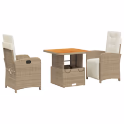Set da Pranzo da Giardino 3 pz con Cuscini Beige in Polyrattancod mxl 90609 - Vista aggiuntiva 2