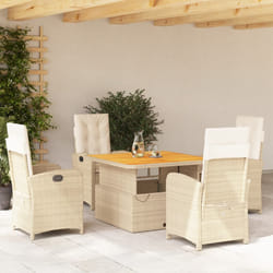 Set da Pranzo da Giardino 5 pz con Cuscini Beige in Polyrattancod mxl 89442
