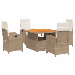 Set da Pranzo da Giardino 5 pz con Cuscini Beige in Polyrattancod mxl 89442 - Vista aggiuntiva 2