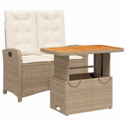 Set da Pranzo da Giardino 2 pz con Cuscini Beige in Polyrattancod mxl 91166 - Vista aggiuntiva 2