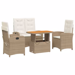 Set da Pranzo da Giardino 4 pz con Cuscini Beige in Polyrattancod mxl 113686 - Vista aggiuntiva 2