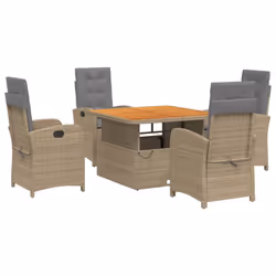 Set da Pranzo da Giardino 5 pz con Cuscini Beige in Polyrattancod mxl 113339 - Vista aggiuntiva 2
