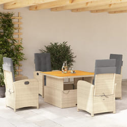 Set da Pranzo da Giardino 5 pz con Cuscini Beige in Polyrattancod mxl 90587