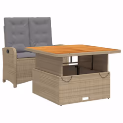 Set da Pranzo da Giardino 2 pz con Cuscini Beige in Polyrattancod mxl 114810 - Vista aggiuntiva 2