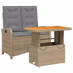 Set da Pranzo da Giardino 2 pz con Cuscini Beige in Polyrattancod mxl 89684 - Vista aggiuntiva 2