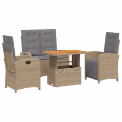 Set da Pranzo da Giardino 4 pz con Cuscini Beige in Polyrattancod mxl 90549 - Vista aggiuntiva 2