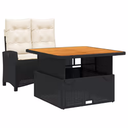 Set da Pranzo da Giardino 2 pz con Cuscini Nero in Polyrattancod mxl 90621 - Vista aggiuntiva 2