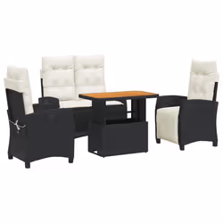 Set da Pranzo da Giardino 4 pz con Cuscini Nero in Polyrattancod mxl 113419 - Vista aggiuntiva 2