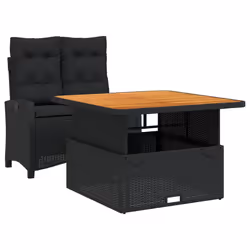 Set da Pranzo da Giardino 2 pz con Cuscini Nero in Polyrattancod mxl 90854 - Vista aggiuntiva 2