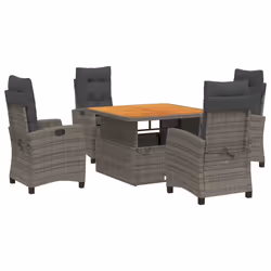 Set da Pranzo da Giardino 5 pz con Cuscini in Polyrattan Grigiocod mxl 89370 - Vista aggiuntiva 2
