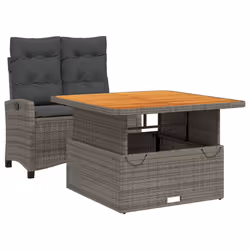 Set da Pranzo da Giardino 2 pz con Cuscini in Polyrattan Grigiocod mxl 92987 - Vista aggiuntiva 2
