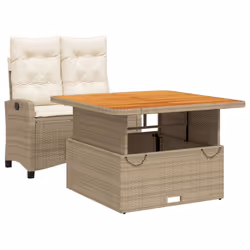 Set da Pranzo da Giardino 2 pz con Cuscini Beige in Polyrattancod mxl 90389 - Vista aggiuntiva 2