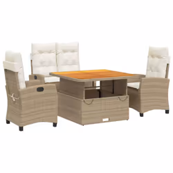 Set da Pranzo da Giardino 4 pz con Cuscini Beige in Polyrattancod mxl 113011 - Vista aggiuntiva 2