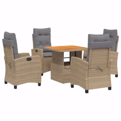 Set da Pranzo da Giardino 5 pz con Cuscini Beige in Polyrattancod mxl 89371 - Vista aggiuntiva 2