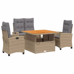 Set da Pranzo da Giardino 4 pz con Cuscini Beige in Polyrattancod mxl 114383 - Vista aggiuntiva 2