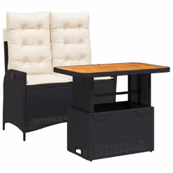 Set da Pranzo da Giardino 2 pz con Cuscini Nero in Polyrattancod mxl 114367 - Vista aggiuntiva 2