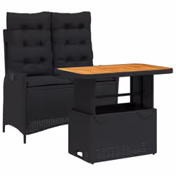 Set da Pranzo da Giardino 2 pz con Cuscini Nero in Polyrattancod mxl 114428 - Vista aggiuntiva 2