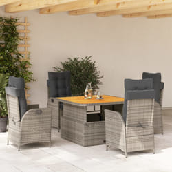 vidaXL Set da Pranzo da Giardino 5 pz con Cuscini in Polyrattan Grigio