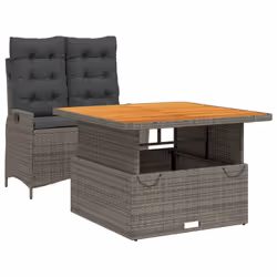 Set da Pranzo da Giardino 2 pz con Cuscini in Polyrattan Grigiocod mxl 114452 - Vista aggiuntiva 2