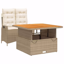 Set da Pranzo da Giardino 2 pz con Cuscini Beige in Polyrattancod mxl 113012 - Vista aggiuntiva 2