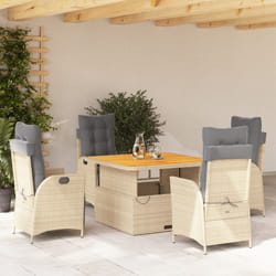 vidaXL Set da Pranzo da Giardino 5 pz con Cuscini Beige in Polyrattan