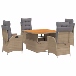 vidaXL Set da Pranzo da Giardino 5 pz con Cuscini Beige in Polyrattan - Vista aggiuntiva 2
