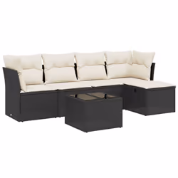 Set Divano da Giardino 6 pz con Cuscini Nero in Polyrattancod mxl 113674 - Vista aggiuntiva 2