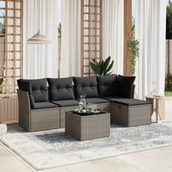 vidaXL Set Divano da Giardino 6 pz con Cuscini Grigio in Polyrattan