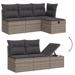 vidaXL Set Divano da Giardino 6 pz con Cuscini Grigio in Polyrattan - Vista aggiuntiva 3