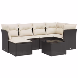 Set Divani da Giardino con Cuscini 7pz Nero Polyrattancod mxl 114497 - Vista aggiuntiva 2