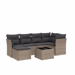 vidaXL Set Divani da Giardino 7pz con Cuscini Grigio Chiaro Polyrattan - Vista aggiuntiva 2