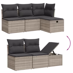 vidaXL Set Divani da Giardino 7pz con Cuscini Grigio Chiaro Polyrattan - Vista aggiuntiva 3