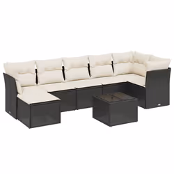 vidaXL Set Divani da Giardino con Cuscini 8 pz Nero in Polyrattan - Vista aggiuntiva 2