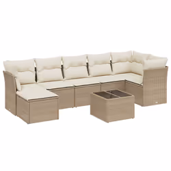Set Divano da Giardino 8 pz con Cuscini Beige in Polyrattancod mxl 113677 - Vista aggiuntiva 2