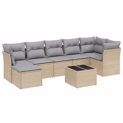Set Divano da Giardino 8 pz con Cuscini Beige Misto Polyrattancod mxl 91169 - Vista aggiuntiva 2