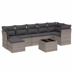 Set Divano da Giardino 8 pz con Cuscini Grigio in Polyrattancod mxl 113678 - Vista aggiuntiva 2