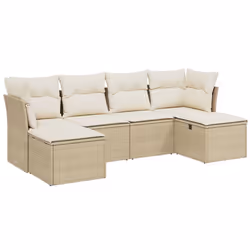 vidaXL Set Divano da Giardino 6 pz con Cuscini Beige in Polyrattan - Vista aggiuntiva 2