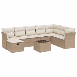 Set Divano da Giardino 9 pz con Cuscini Beige in Polyrattancod mxl 114795 - Vista aggiuntiva 2