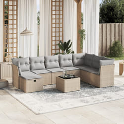 Set Divano da Giardino 9 pz con Cuscini Beige Misto Polyrattancod mxl 90515